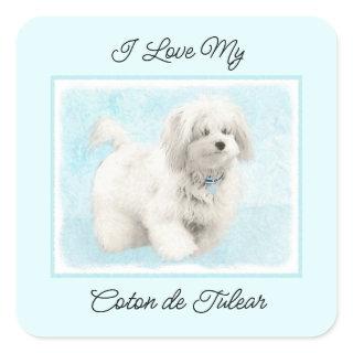 Coton de Tulear Painting - Cute Original Dog Art Square Sticker