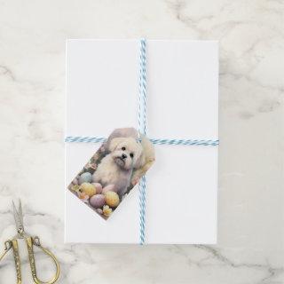Coton De Tulear with Easter Eggs Holiday Gift Tags