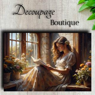Cottage Window Reverie Romantic Reading Decoupage Tissue Paper