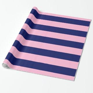 Cotton Candy Pink, Navy Blue XL Stripes Pattern V