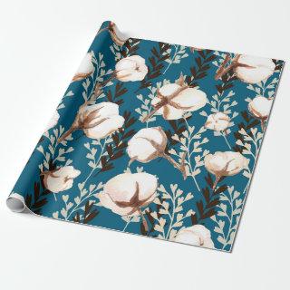 Cotton Plant Pattern Blue