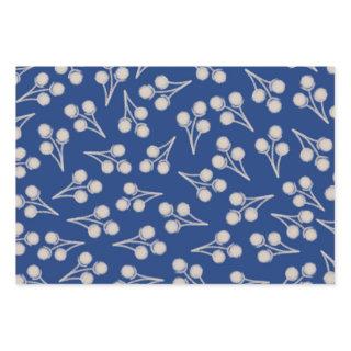 Cotton Stems Botanical Pattern in Blue and Stone  Sheets
