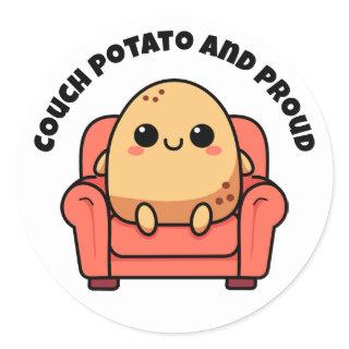 Couch Potato And Proud Classic Round Sticker