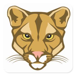 Cougar Mascot Square Sticker