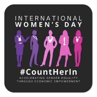 Count Her In International Women's Day Square Sticker