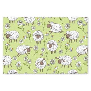 Counting sheep on honney dew green tissue paper