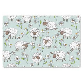 Counting sheep on sea glass blue tissue paper