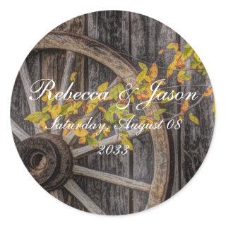 Country Charm - Rustic Western Wagon Wheel Classic Round Sticker