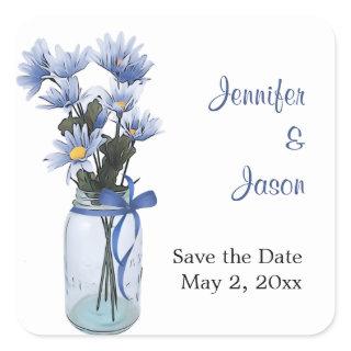 Country Daisies Mason Jar - Save the Date Stickers
