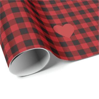 Country red and black plaid - heart detail