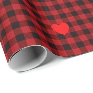 Country red and black plaid - heart detail