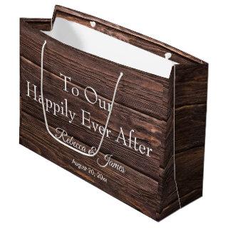 Country Rustic Happily Ever After Script Wedding Large Gift Bag