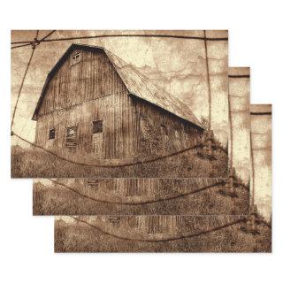 Country Sepia Rustic Barn Vintage Texture  Sheets