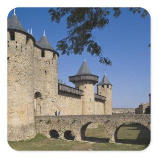 Counts Castle, Carcassonne, Aude, Languedoc, Square Sticker