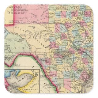 County Map Of Texas Square Sticker