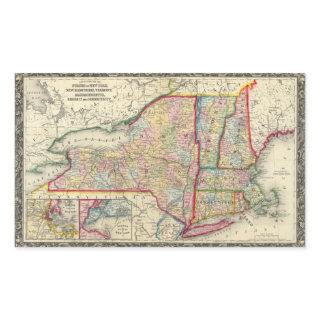 County Map Of The States Of New York Rectangular Sticker