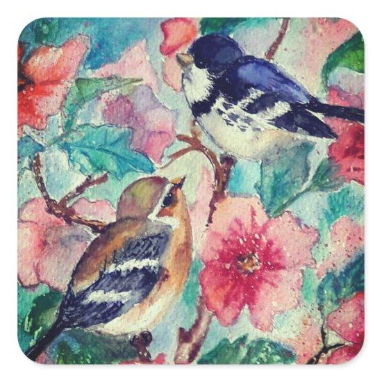 Couple Bird Sticker Spring - Watercolor
