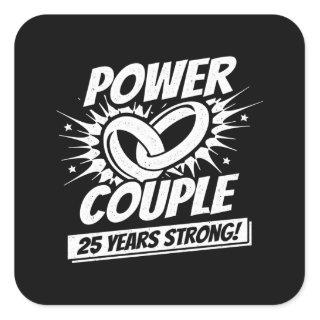 Couple Married 25 Years - 25th Wedding Anniversary Square Sticker
