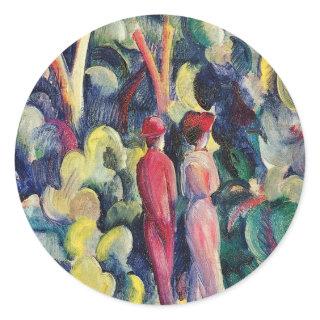 Couple on the Forest Track by August Macke Classic Round Sticker