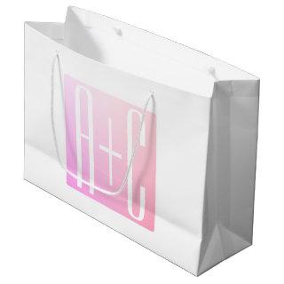 Couple's Initials | Subtle Pink Gradation Large Gift Bag