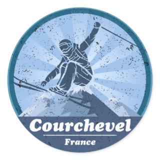 Courchevel Ski Resort - Skiing Classic Round Sticker