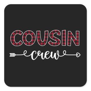 Cousin Crew Buffalo Plaid Pattern Family Christmas Square Sticker