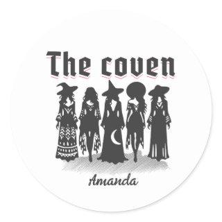 coven bachelorette party witchy classic round sticker
