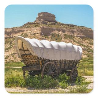 Covered Wagon at Scotts Bluff National Monument Ro Square Sticker