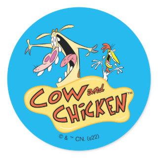 Cow and Chicken Logo Graphic Classic Round Sticker