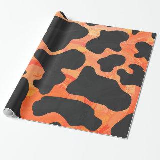 Cow Black and Orange Print