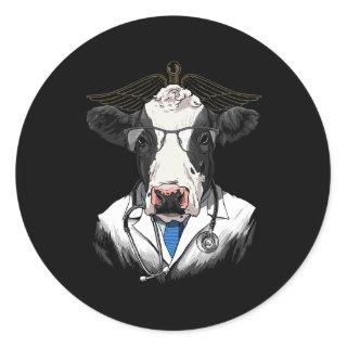 Cow Doctor Vet Veterinarian Animal Lover 291 Classic Round Sticker