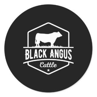 Cow Farmer Black Angus Cattle Classic Round Sticker