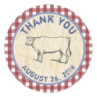 Cow Favor thank you stickers for BBQ or Churrasco
