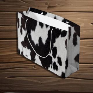 cow hide black white  large gift bag
