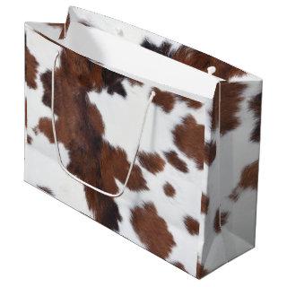 cow hide brown white  large gift bag
