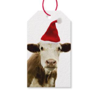 Cow in Santa hat Gift Tag