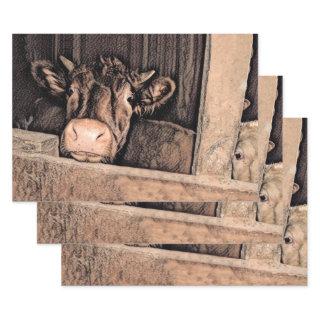 Cow Rustic Vintage Sketch Art Country Barn Farm  Sheets