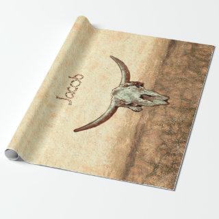 Cow Skull Brown Country Western Rustic Style