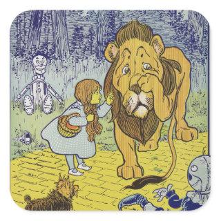 Cowardly Lion Wizard of Oz Book Page Square Sticker