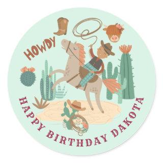 Cowboy Birthday Party  Classic Round Sticker