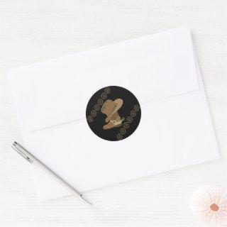 Cowboy Boot and Hat Off Wooden Inlay Classic Round Sticker