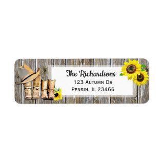 Cowboy Boots and Sunflowers Rustic Label