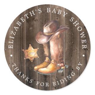 Cowboy | Drive-By Baby Shower Thank You Favor Classic Round Sticker