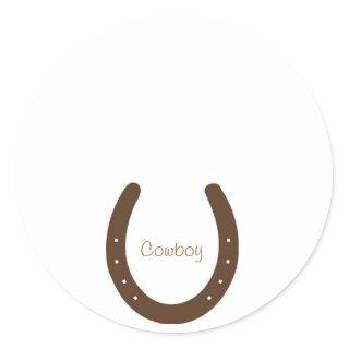 "Cowboy" name badge with horseshoe Classic Round Sticker