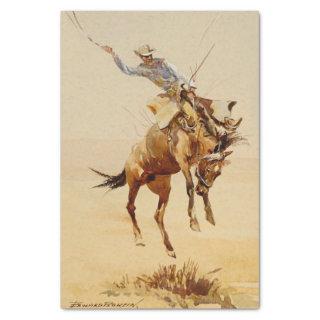 Cowboy on a Bucking Horse #2 by Edward Borein Tissue Paper