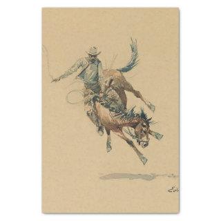 Cowboy on a Bucking Horse #3 by Edward Borein Tissue Paper