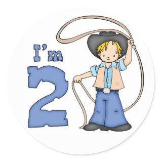 Cowboy Roper 2nd Birthday Classic Round Sticker