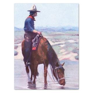 Cowboy Watering Horse by W Herbert Dunton Tissue Paper