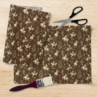 Cowboy Western Rodeo Horses Pattern Tissue Paper