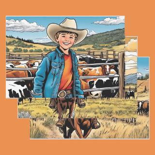 Cowboy Young Boy's Birthday Theme 3 Different  Sheets